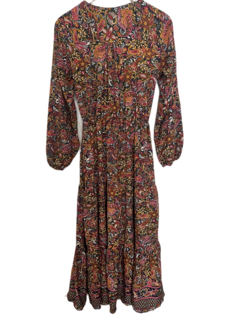 Anthropologie Boemo Boho Paisley Maxi Dress Size M Long Sleeve Tiered - Picture 3 of 10